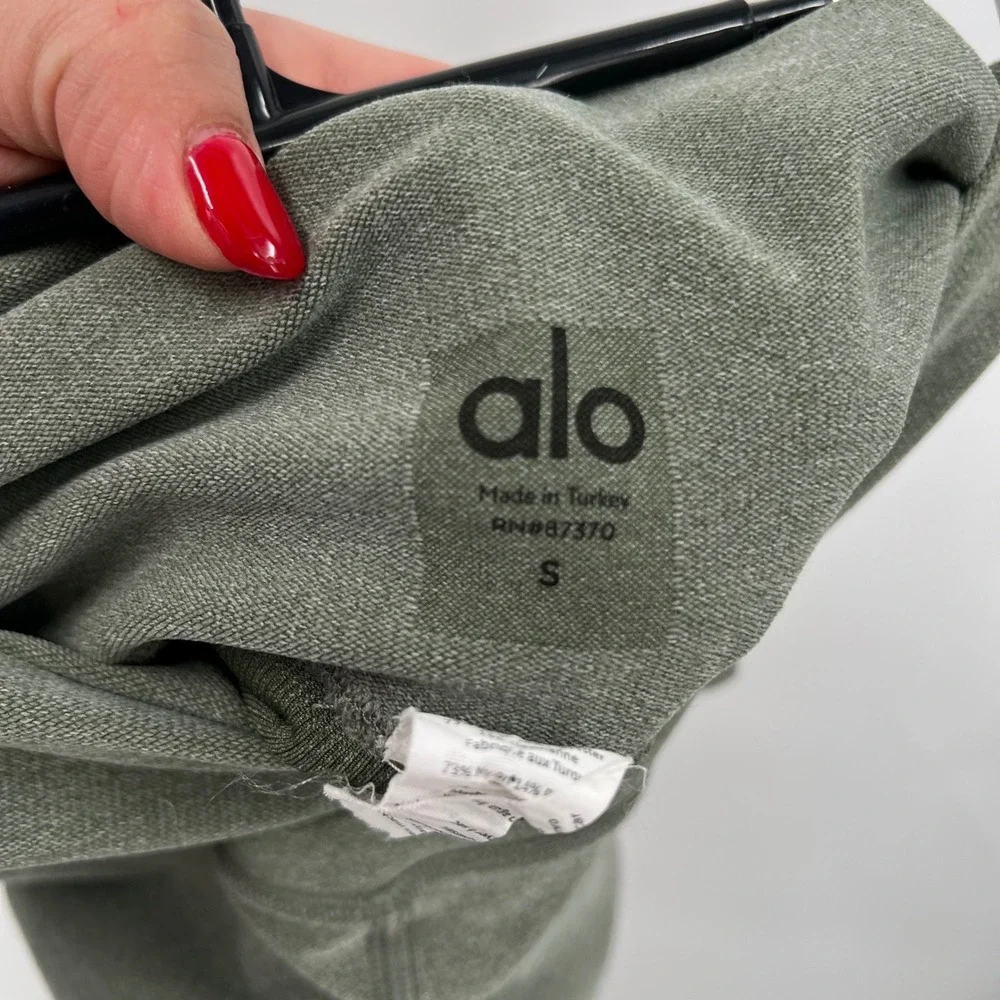 Alo Yoga High Waist‎ Moto Leggings Olive Green Mesh Panel Small